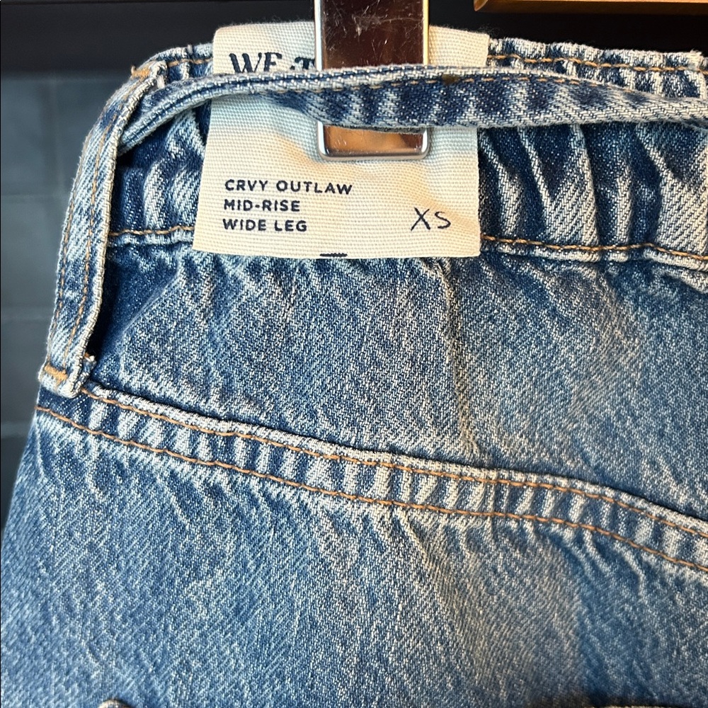 Free People Light Wash Wide Leg Patchwork Jeans - Picture 9 of 9